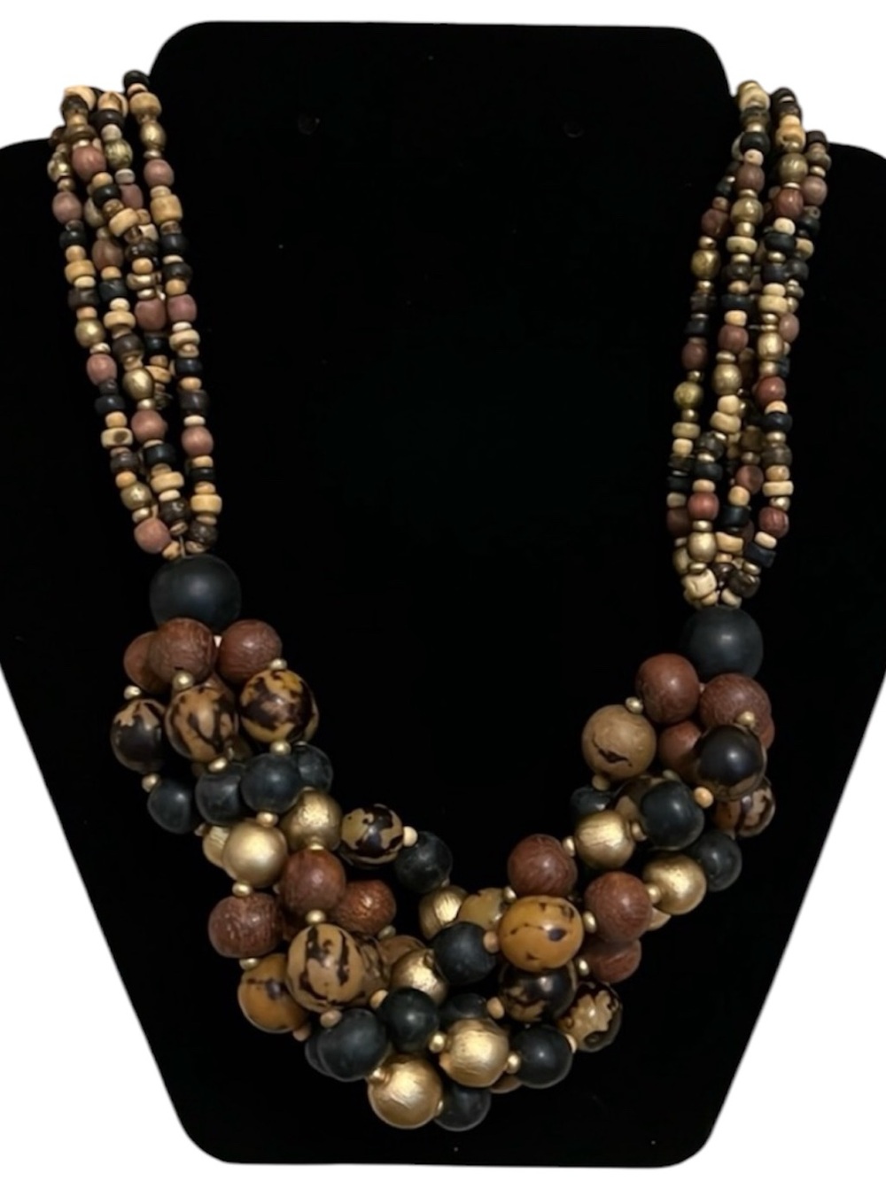 Vintage Wood and Bead Necklace